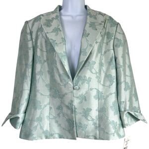 Vintage‎ Beaded Floral Jacket Mint Green Sz 14 Regency Gatsby Grandma Chic